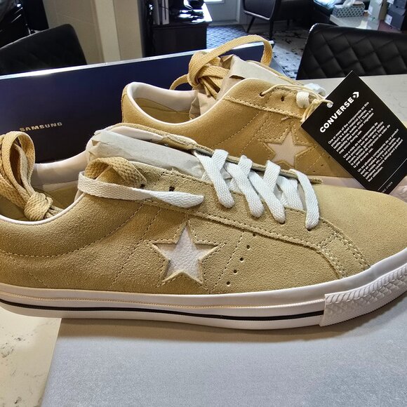 Converse One Star Pro Ox Low Top White Suede OAT MILK A04155C Men's Size 10 NEW - Picture 1 of 11